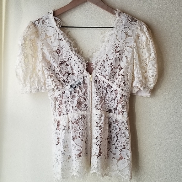 Self-Portrait Fine Corded Lace Top - Picture 4 of 5